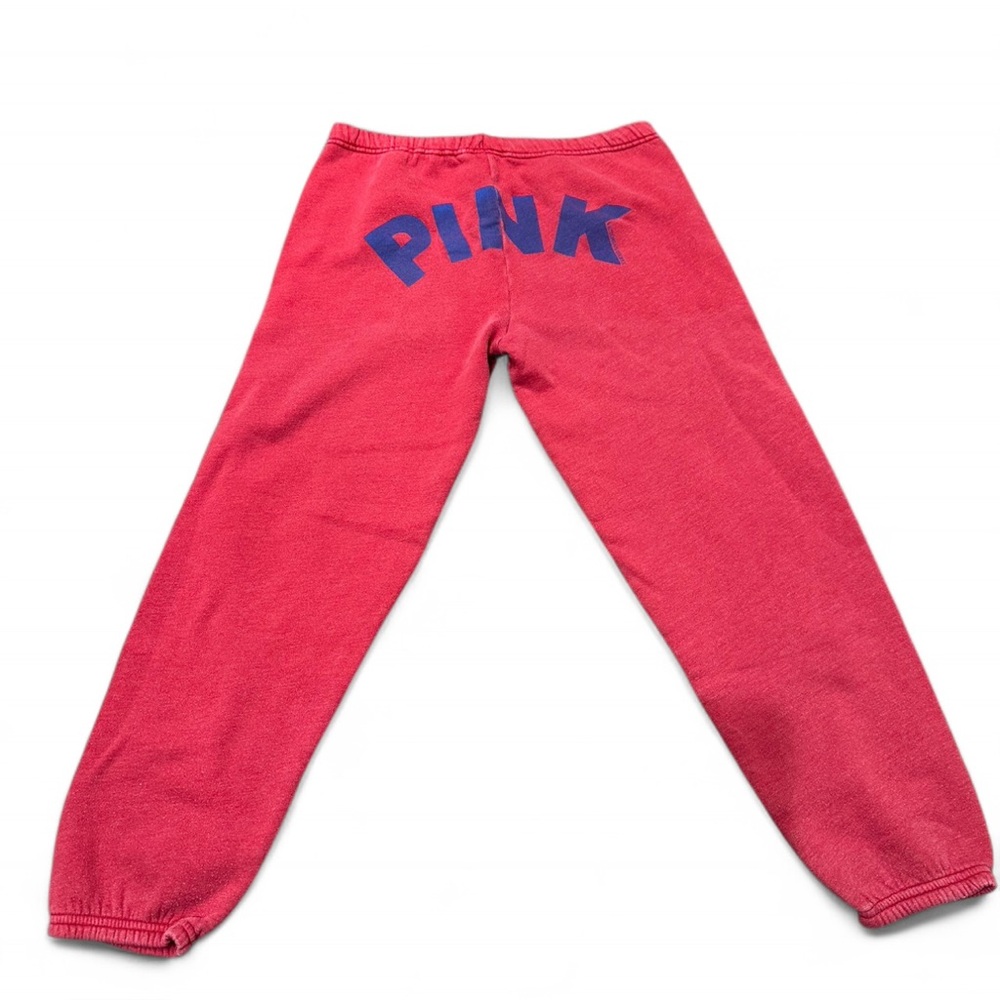 PINK Victoria's Secret Vintage Y2K Red Sweatpants Blue Lettering